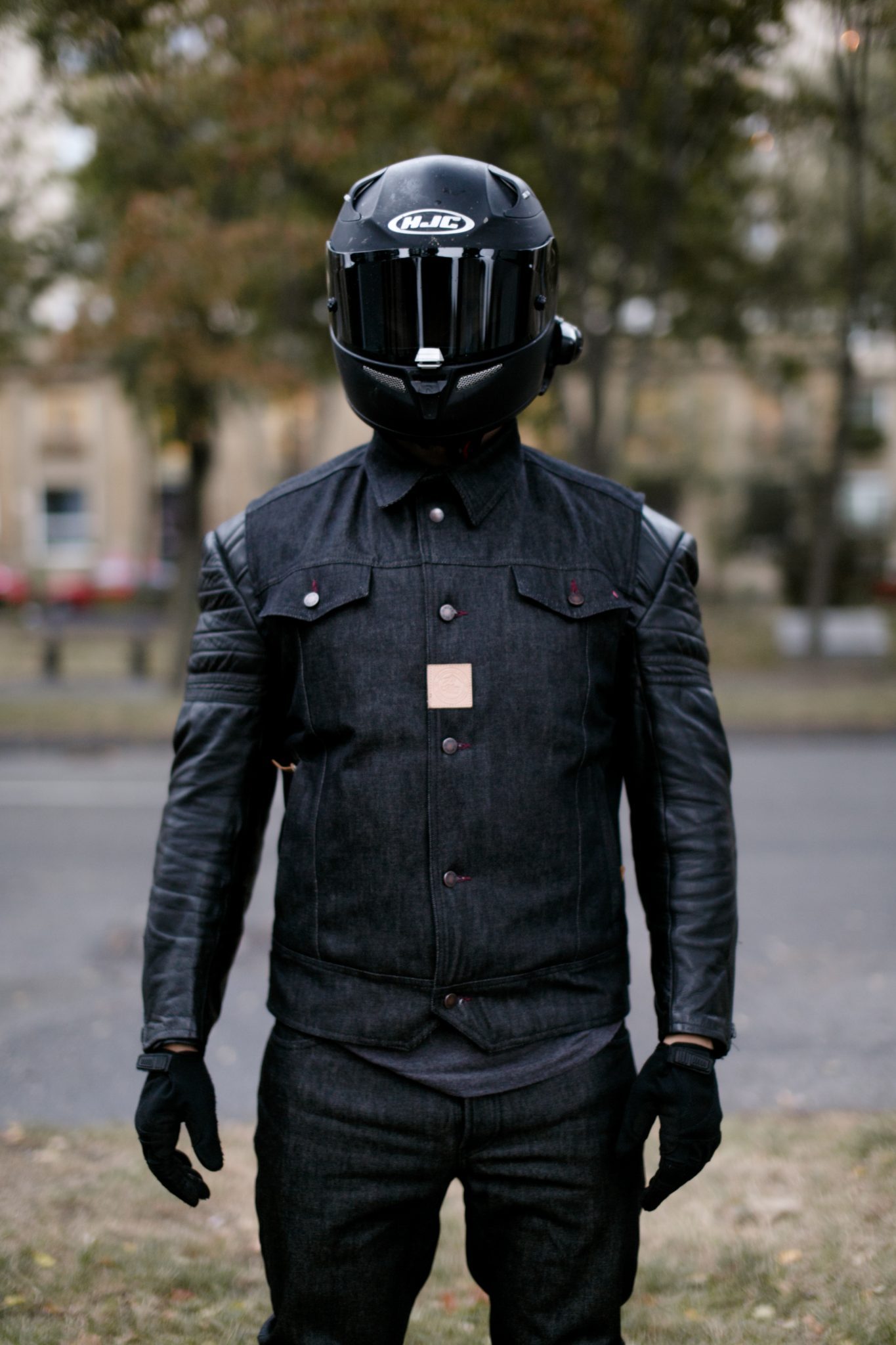 raw denim motorcycle vest